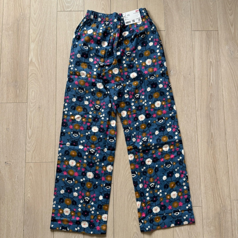 NWT Uniqlo x Princesse Tam Tam Flannel Floral Pants in Light Blue Women’s XS - Picture 3 of 11